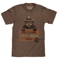 Smokey Fire Danger Very High T-Shirt - Brown