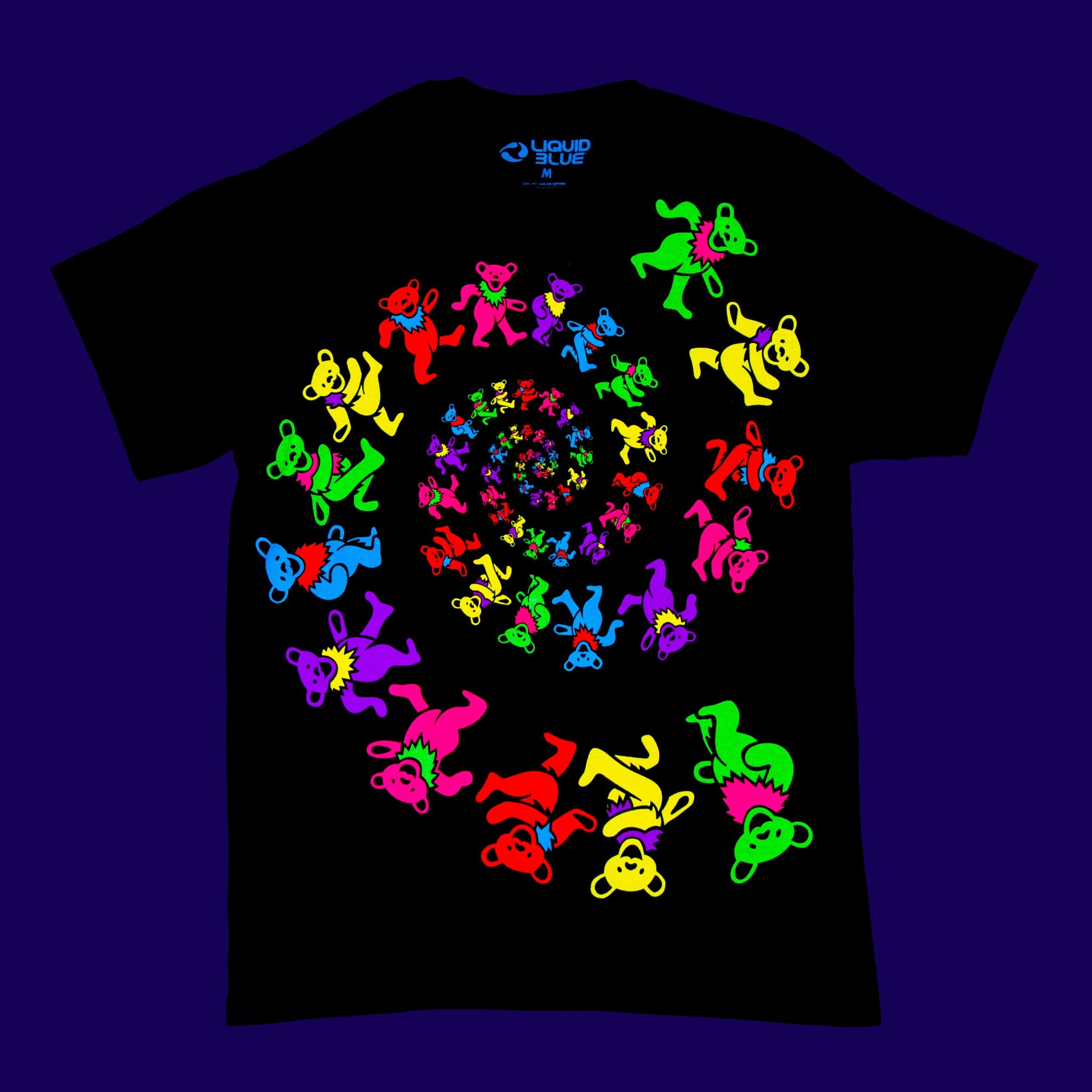 Grateful Dead Spiral Bears Blacklight T Shirt