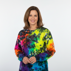 Black Rainbow Splat Long Sleeve Tie Dye T Shirt