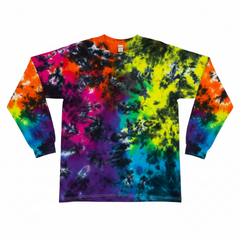 Black Rainbow Splat Long Sleeve Tie Dye T Shirt