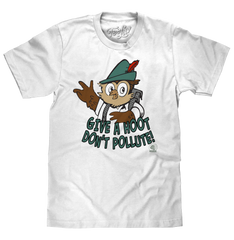 Woodsy Owl Give a Hoot Don't Pollute on Recycled T-Shirt - White