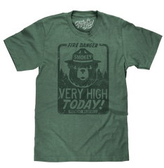 Smokey Bear "Fire Danger Very High Today" T-Shirt - Green