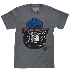 Patriotic Smokey Bear T-Shirt - Gray