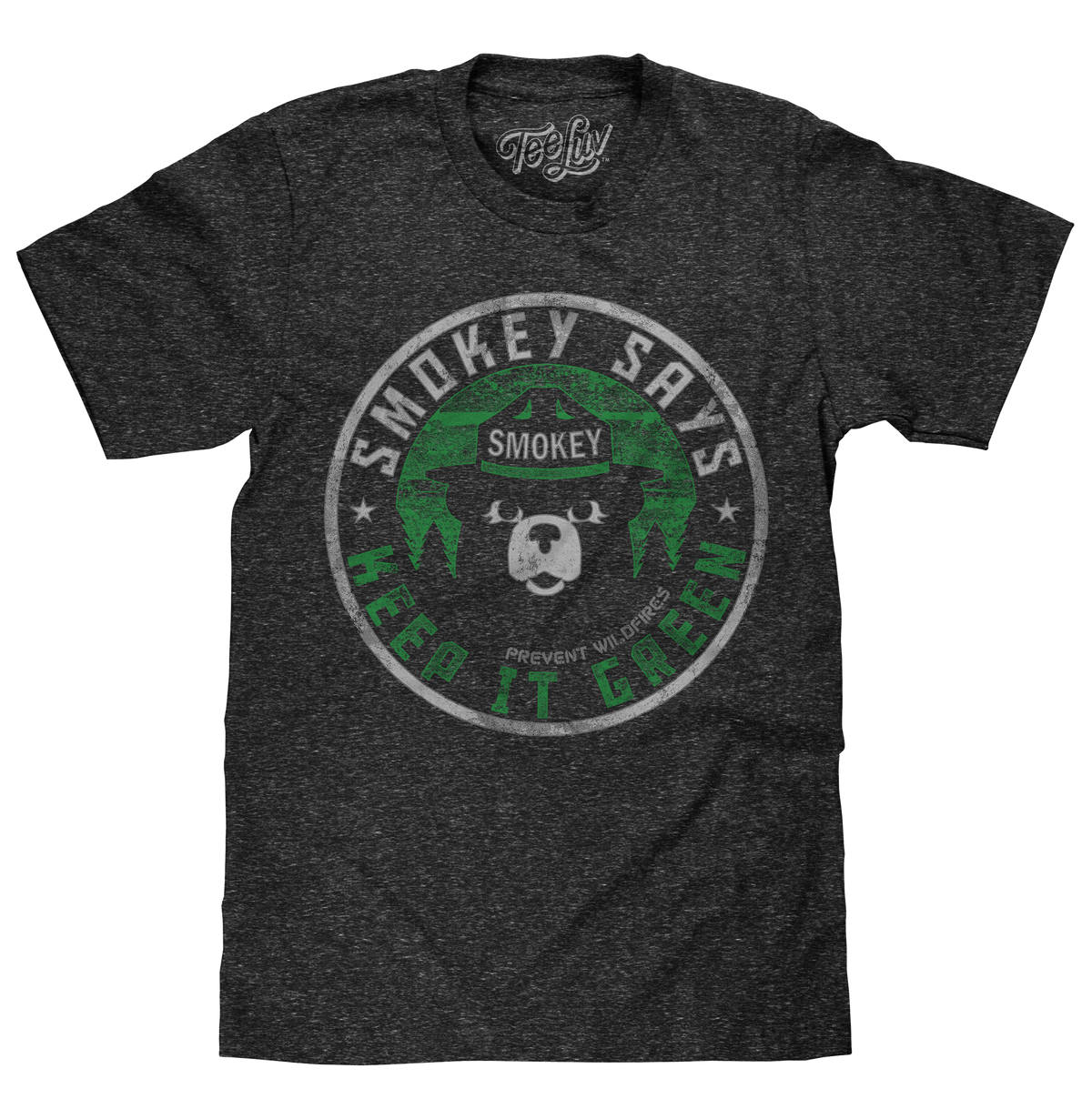Smokey Says "Keep it Green, Prevent Wildfires" T-Shirt - Gray