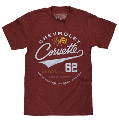 Chevrolet Corvette 62 Race Tested Street Proven T-Shirt - Crimson Heather