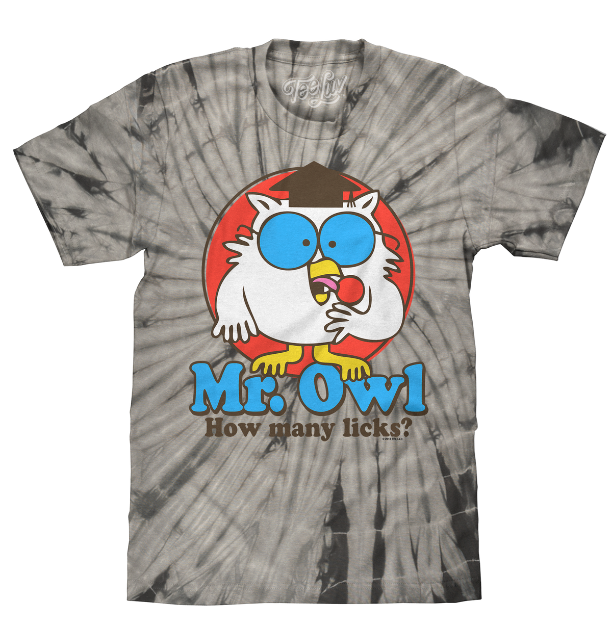 Tootsie Pop Mr. Owl How Many Licks Tie Dye T-Shirt - Black Tie Dye