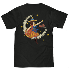 Miller High Life Girl in The Moon Beer Logo T-Shirt - Vintage Black