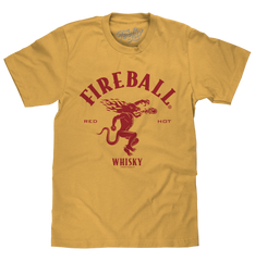 Fireball Whisky Red Hot Dragon Logo T-Shirt - Mustard Yellow