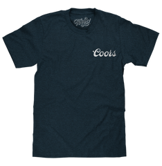 Coors Genuine Bock Beer Left Chest Front and Back Print T-Shirt - Denim Black Heather