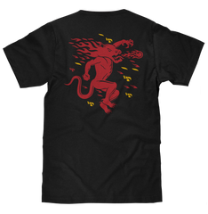 Fireball Whisky Left Chest Front and Back Dragon Mascot Logo T-Shirt - Black