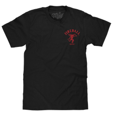 Fireball Whisky Left Chest Front and Back Dragon Mascot Logo T-Shirt - Black