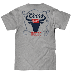 Coors Banquet Beer Rodeo Bull Front and Back Print T-Shirt - Athletic Gray Heather