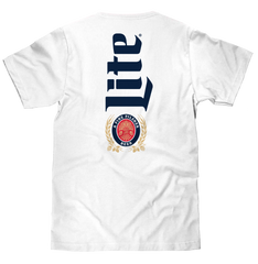 Miller Lite Beer Front and Back Print T-Shirt - White