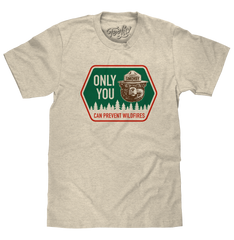 Retro Smokey Bear Only You Can Prevent Wildfires T-Shirt - Oatmeal Heather