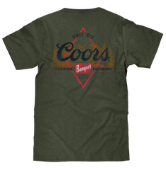 Coors Banquet The Legend Left Chest Front and Back Print T-Shirt - Military Green