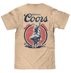Original Coors Rodeo Legend Double Sided Beer Logo T-Shirt - Cream