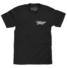 Distressed Miller High Life Logo Front and Back Print T-Shirt - Black