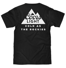 Coors Light Cold as the Rockies Left Chest Front and Back Print T-Shirt - Black