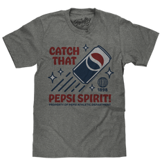 Retro Catch That Pepsi Spirit Soda Logo T-Shirt - Graphite Heather