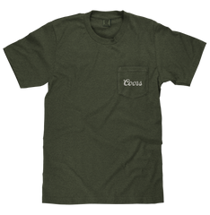 Tee Luv x Comfort Colors Faded Coors Rodeo Cowboy Left Chest Pocket T-Shirt - Moss Green