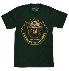 Smokey Bear Keep It Green Prevent Wildfires T-Shirt - Forest Green