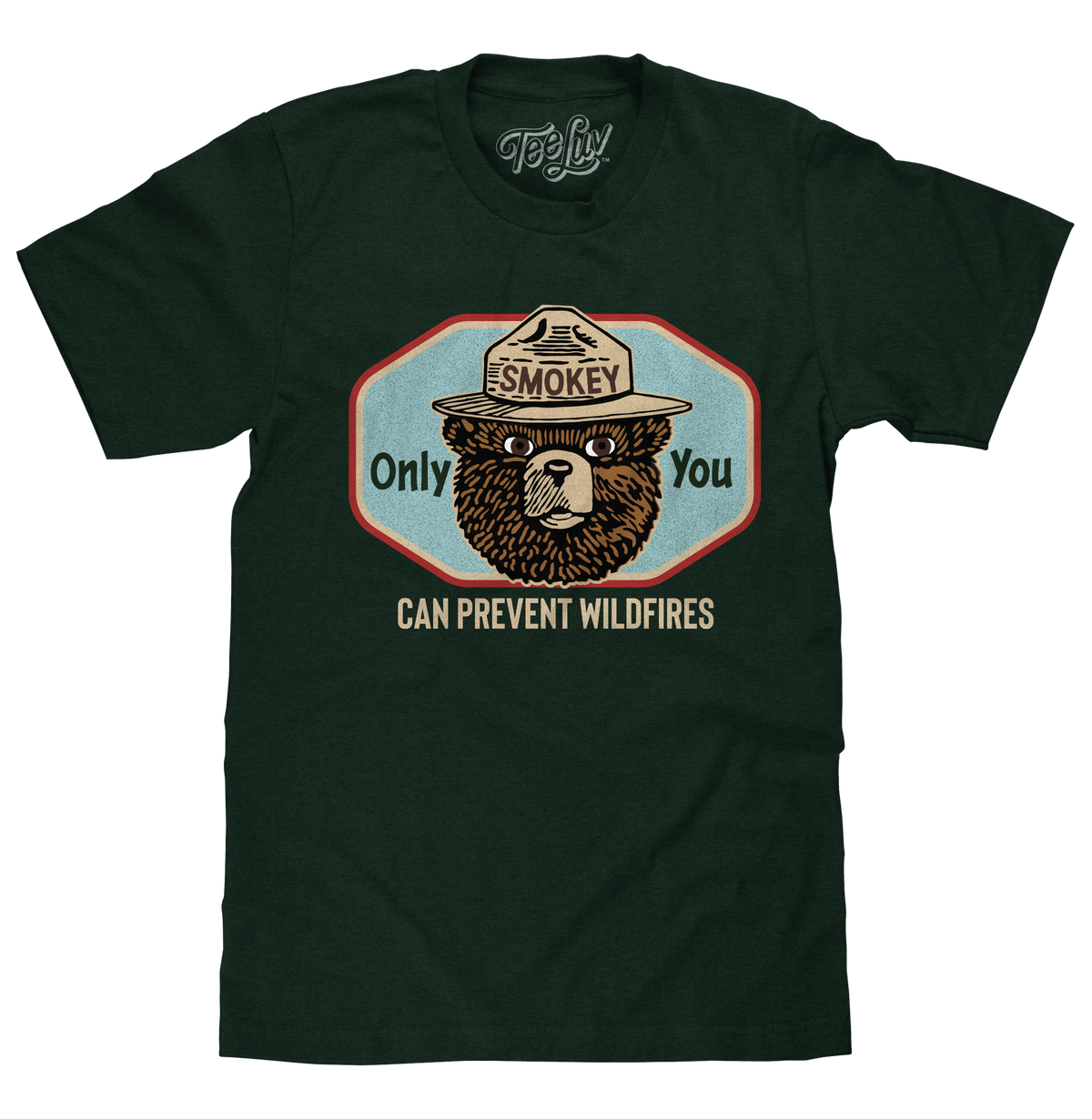 Smokey Bear Only You Can Prevent Wildfires T-Shirt - Forest Green