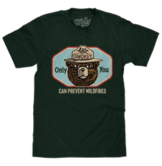 Smokey Bear Only You Can Prevent Wildfires T-Shirt - Forest Green