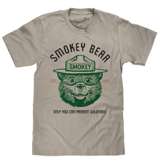 Est 1944 Smokey Bear Shirt Only You Can Prevent Wildfires T-Shirt - Light Gray