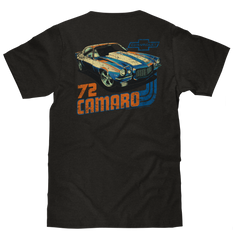 Faded Chevrolet 72 Camaro Front and Back Print T-Shirt - Vintage Black