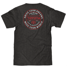 Toyota Drive Your Dreams Left Chest Front and Back Logo T-Shirt - Charcoal Heather
