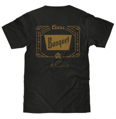 Coors Banquet Beer Double Sided Brewery Logo T-Shirt - Vintage Black