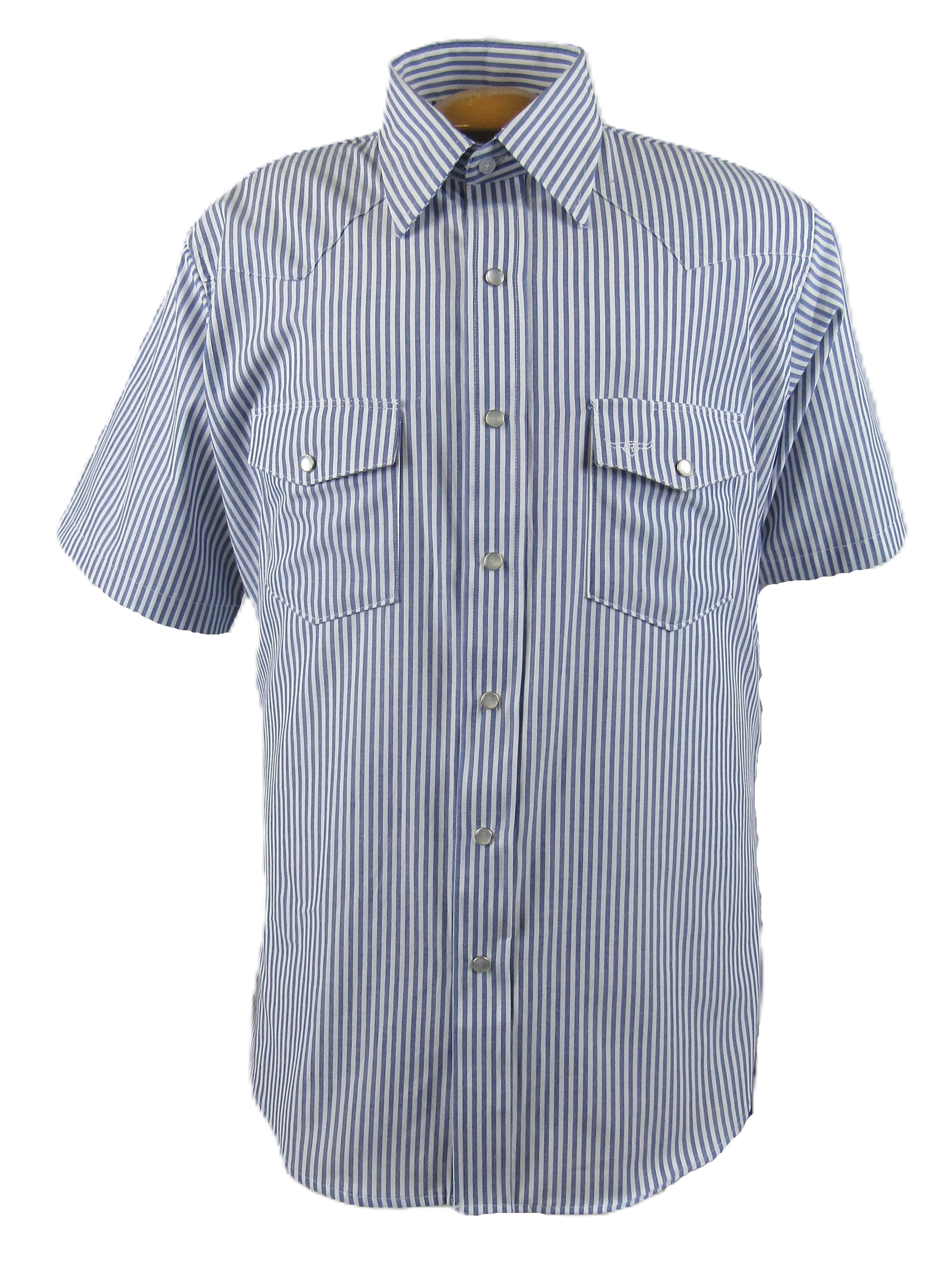 Flying R Ranchwear - Regency Stripe - Blue/White - Short Sleeve - Classic Fit