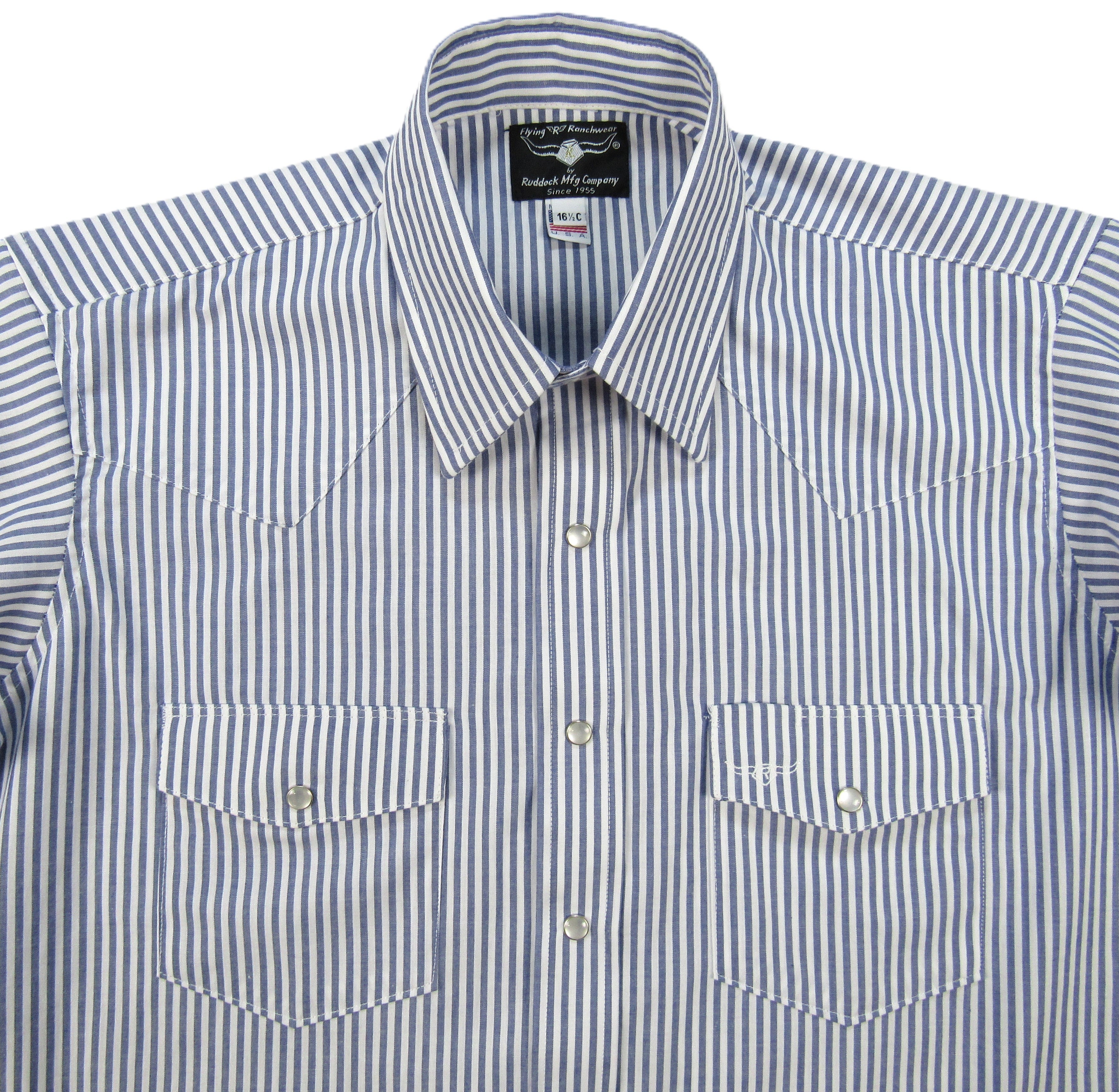 Flying R Ranchwear - Regency Stripe - Blue/White - Short Sleeve - Classic Fit
