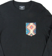 Flying R Ranchwear - Black with Southwest Print - Long Sleeve - Pocket T-shirt - Made in USA