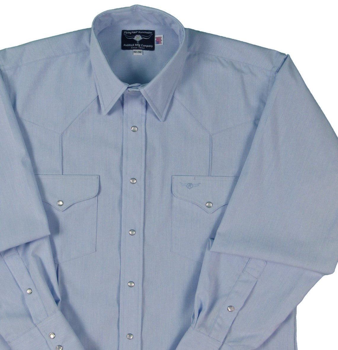 Rancher Crease - Tropical Wool - Lt. Blue - Long Sleeve - Snaps