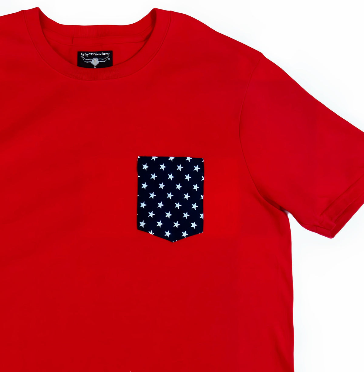 Flying R Ranchwear - Navy Star Print - Pocket T-shirt - Made in USA