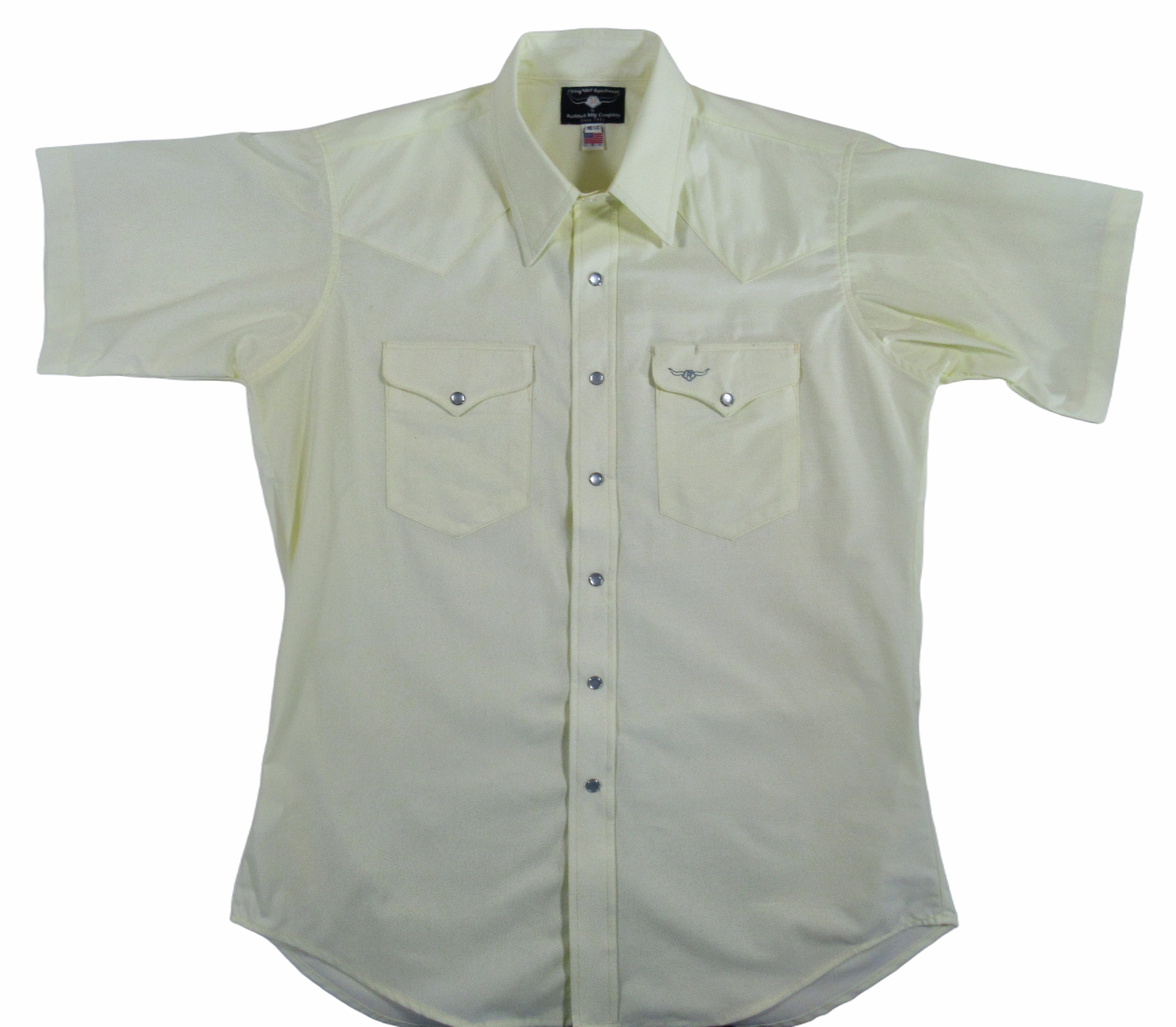 Flying R Ranchwear - Western Solid - Pale Yellow - Short Sleeve Snaps